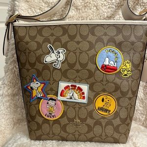 Coach X Peanuts Van Duffle in Signature Canvas with Patches